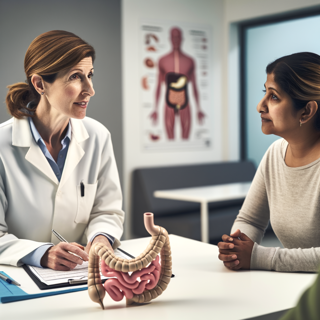 Doctor discussing health with a patient in a clinic.