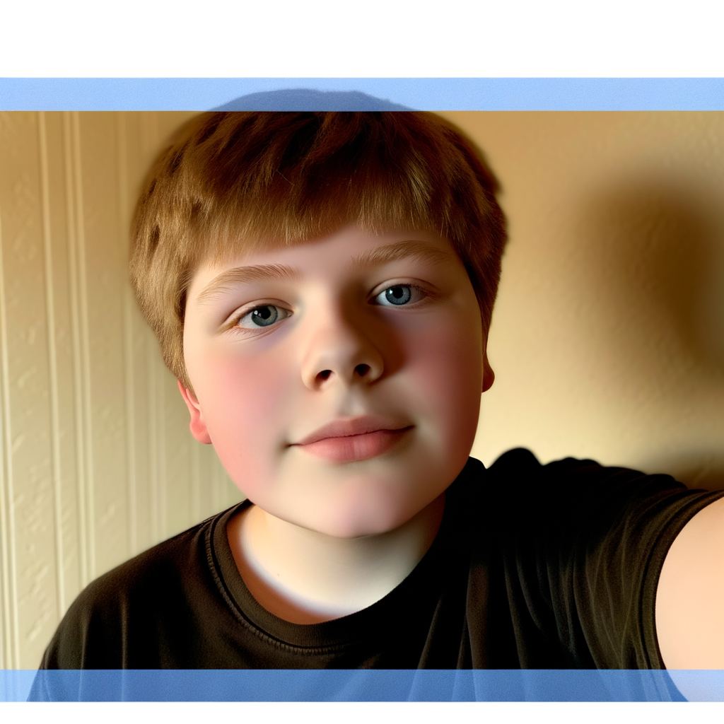 A smiling boy with light brown hair.