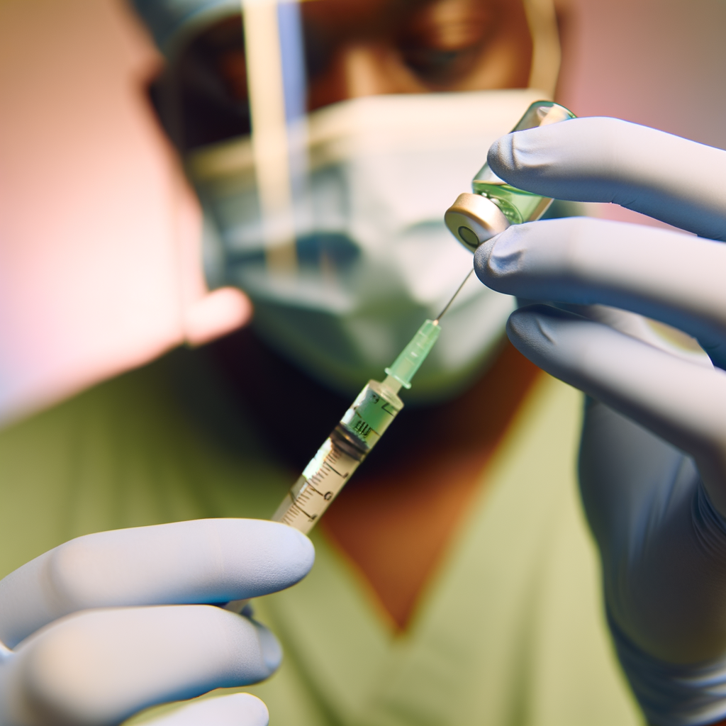 Healthcare professional preparing a syringe for vaccination.