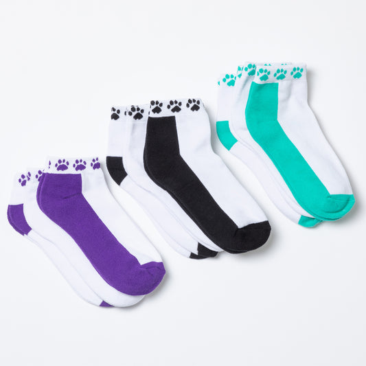 Purple Paw Sport Socks - Set of 3