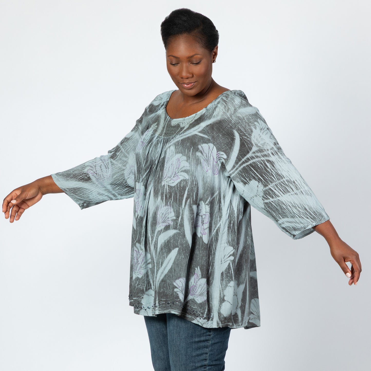 Watercolor Flower Long Sleeve Top