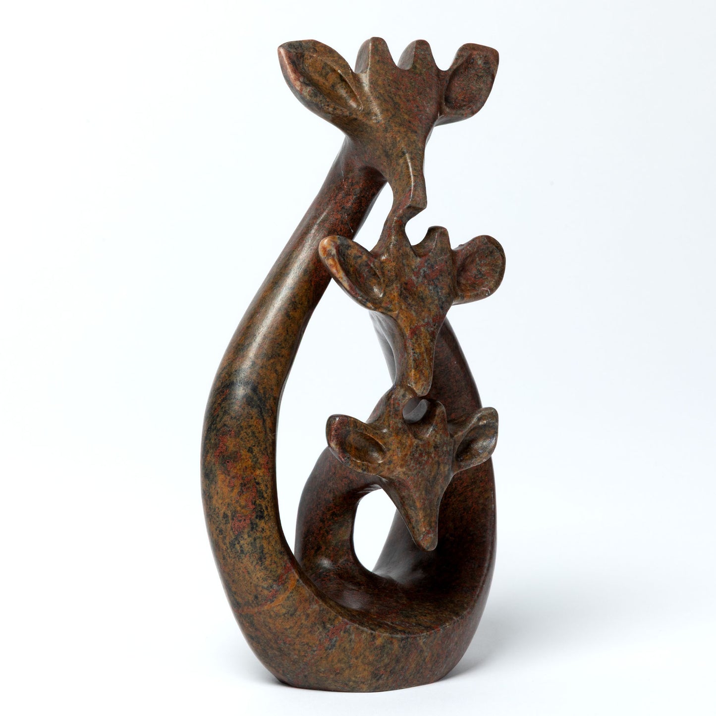 Hand-Carved Serpentine Stone Giraffe Family