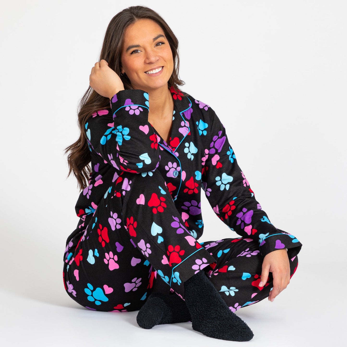 Loving Paws Flannel Pajama Set with Pockets