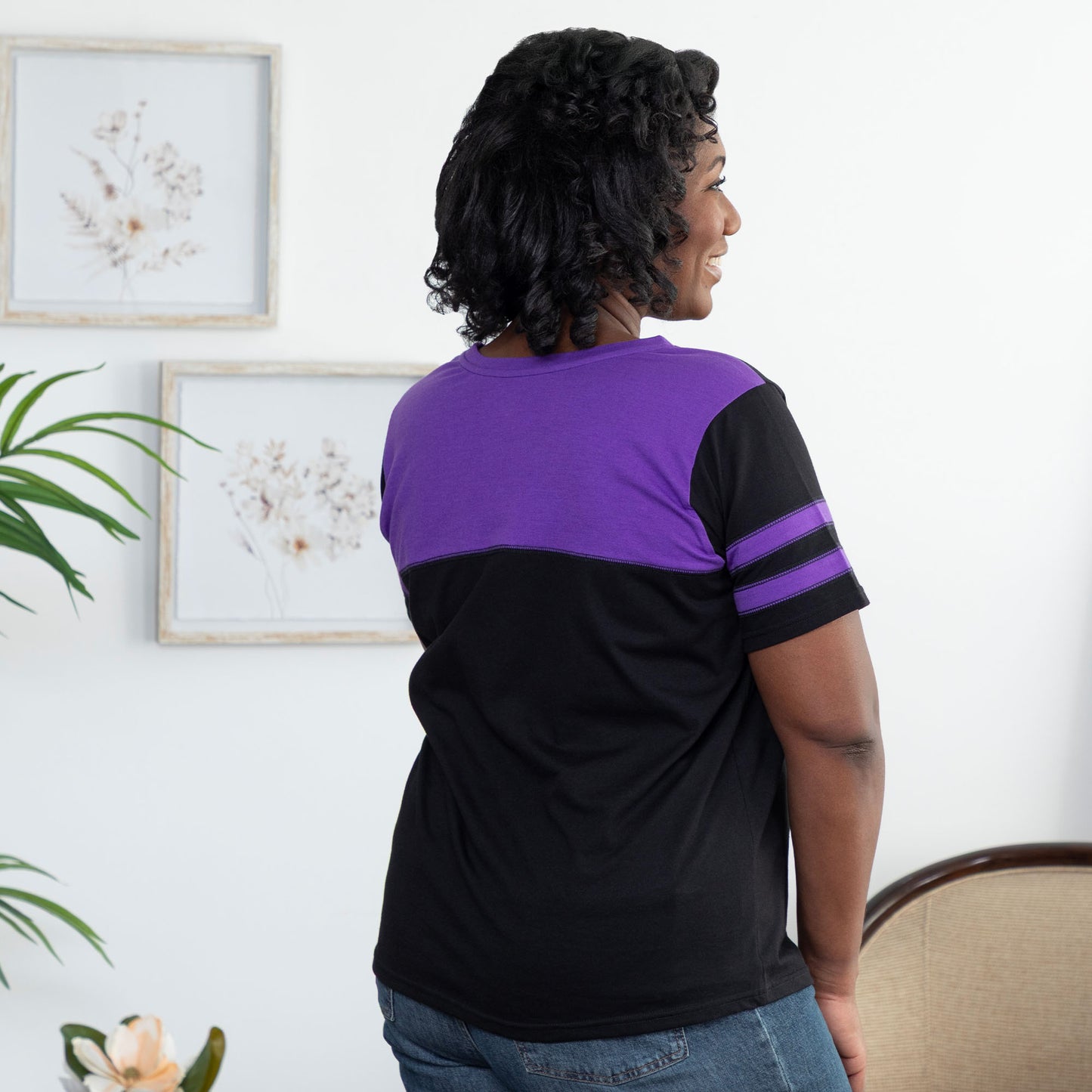 Painted Cat V-Neck Football Tee