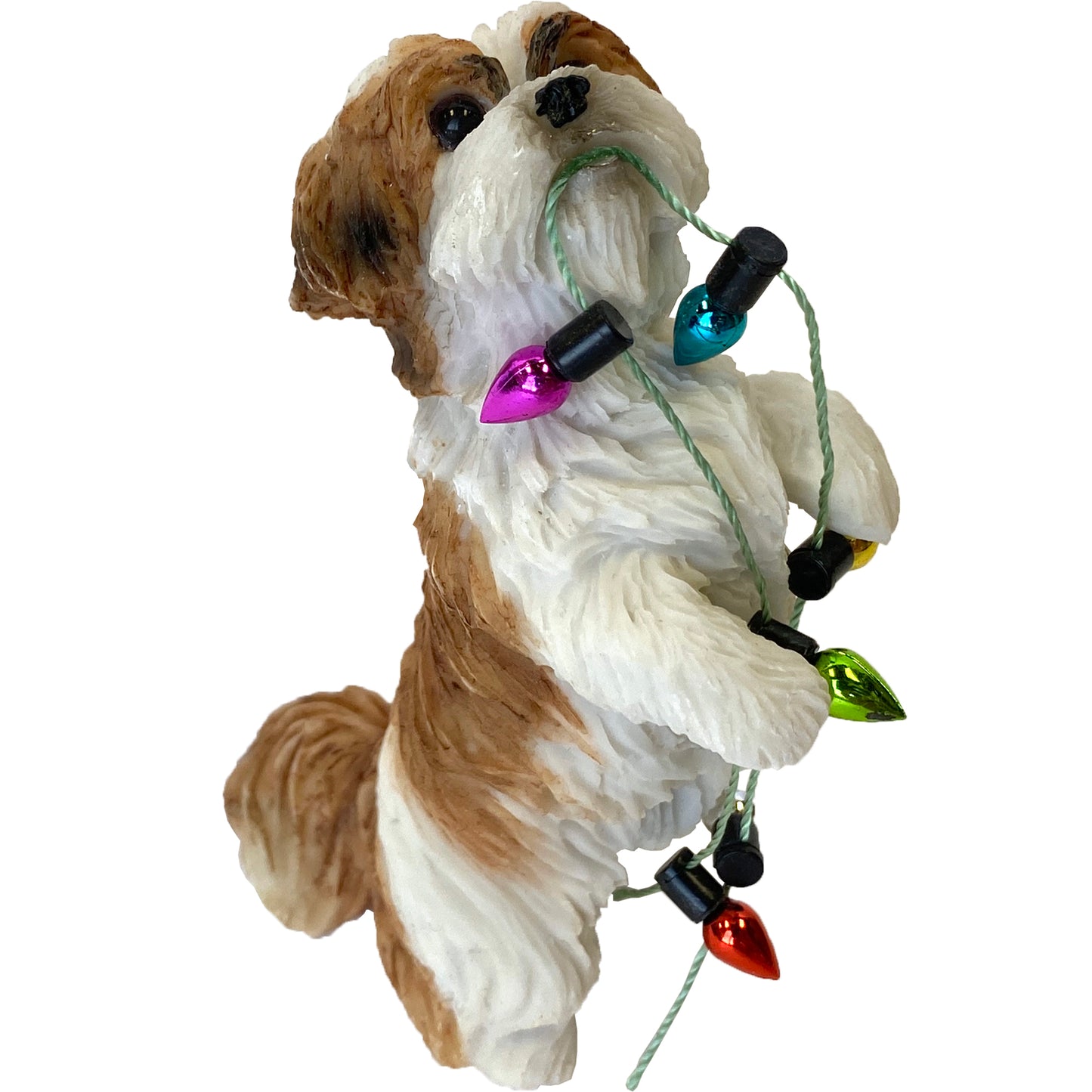 Sitting Gold & White Shih Tzu Christmas Ornament