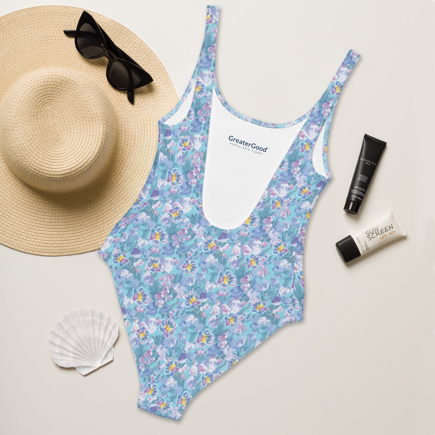 Marble Paw Garden One-Piece Swimsuit