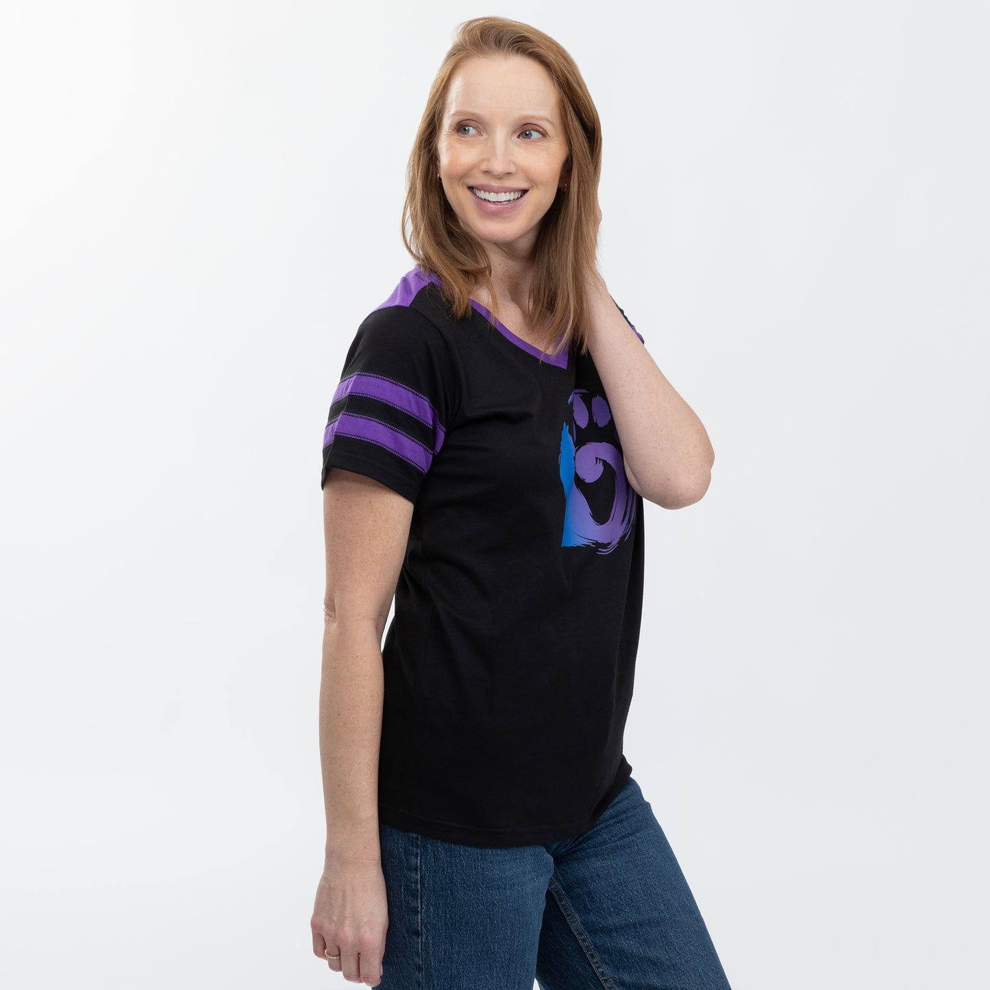 Painted Cat V-Neck Football Tee