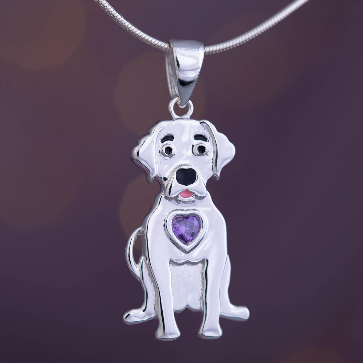 Sterling & Crystal Pup Necklace