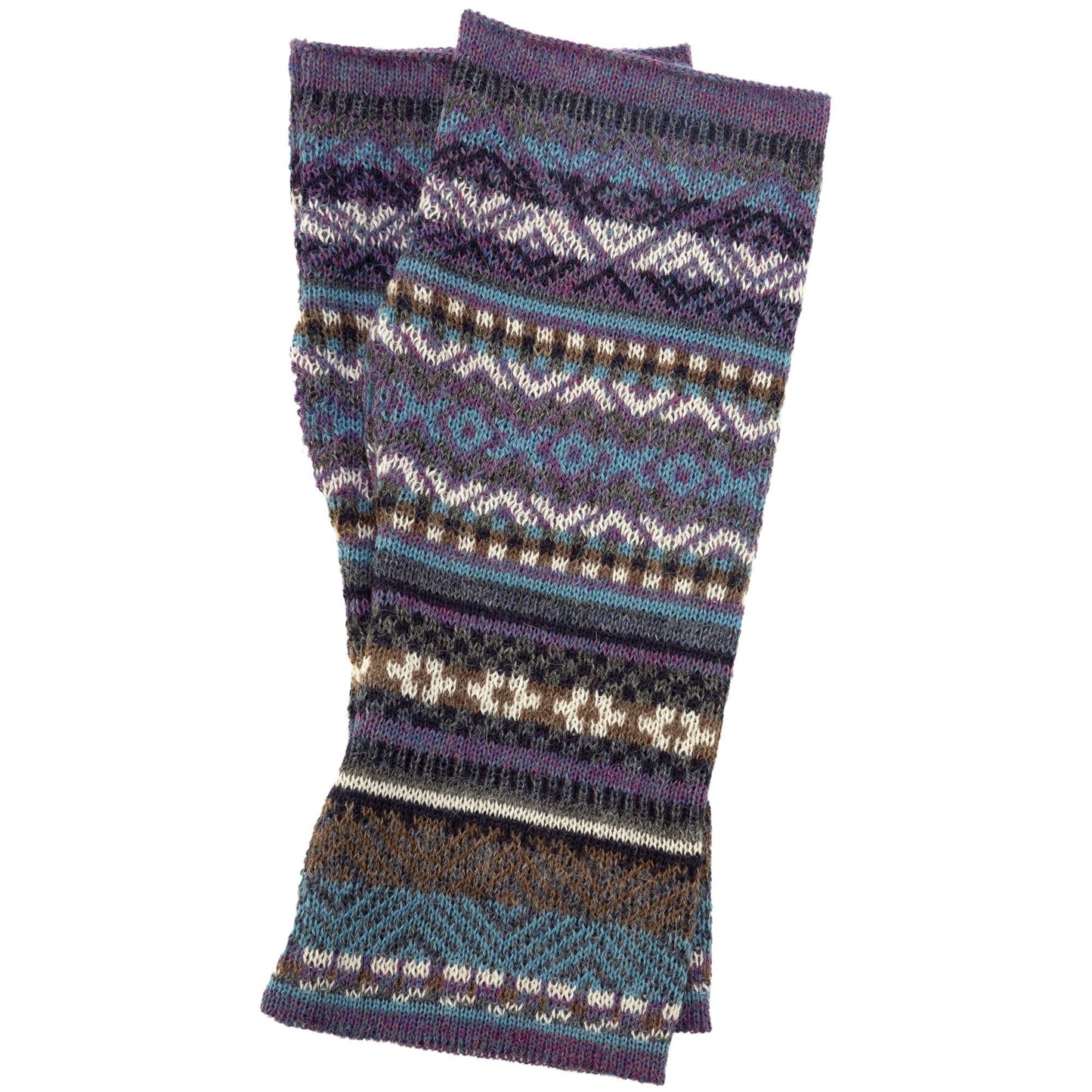 Peruvian Alpaca Wool Fingerless Mittens on a white background