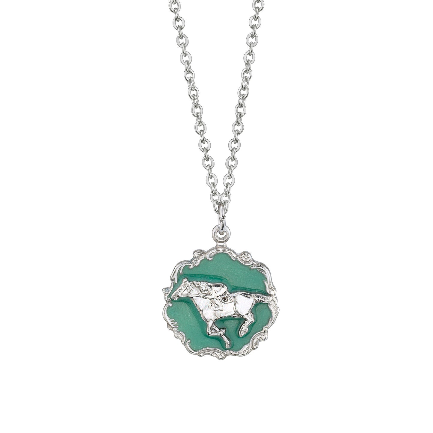 1928 Jewelry® Silver-Tone Turquoise Color Enamel Horse Pendant Necklace 16"Adj.