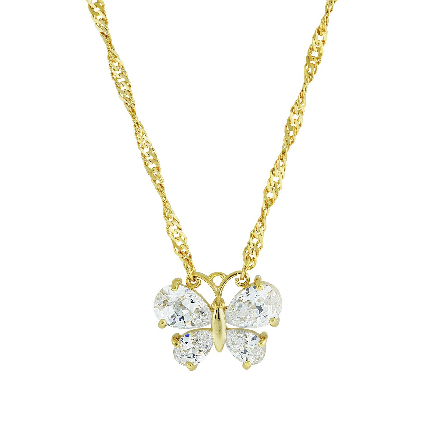 1928 Jewelry® 14K Gold-Dipped Cubic Zirconia Butterfly Necklace 16"Adj.