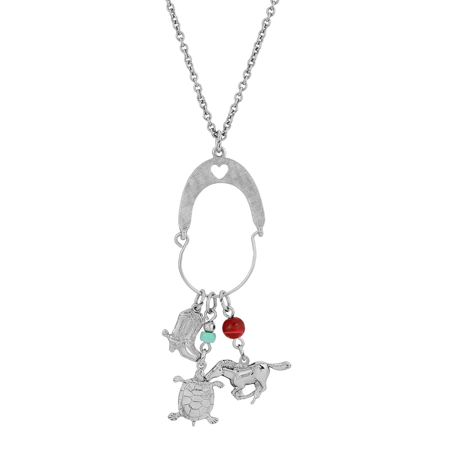 1928 Jewelry® Silver-Tone Multi-Charm Horse Long Necklace 30"
