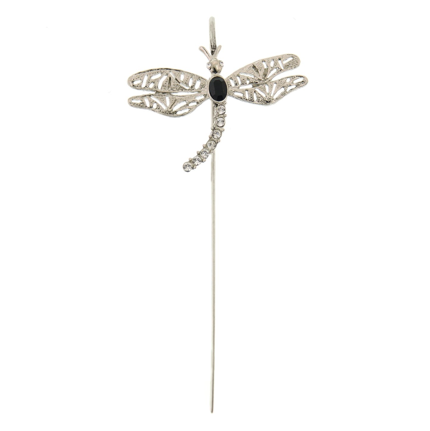1928 Jewelry® Silver-Tone Black And Crystal Dragonfly Bookmark