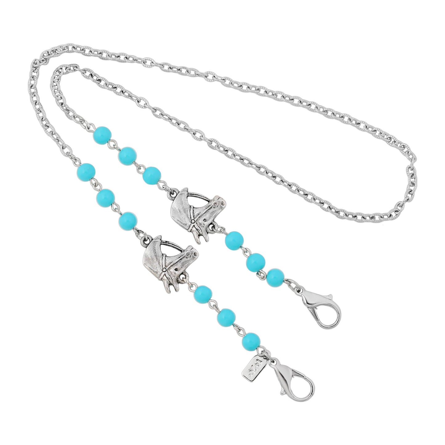 1928 Jewelry® Silver Tone Turquoise Bead Horse Head Mask Holder 22 Inch