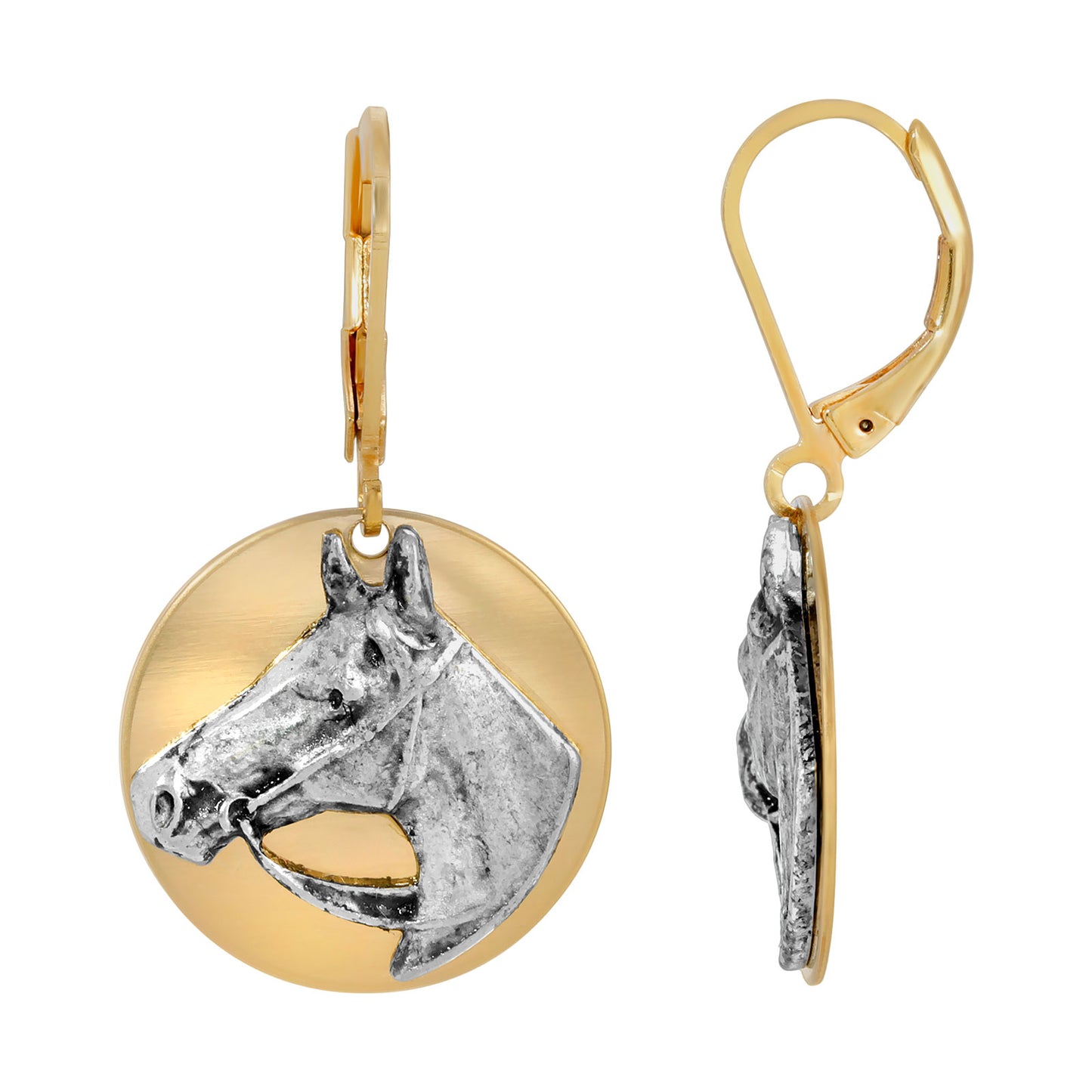 1928 Jewelry® Gold Tone Silver Horse Head Earrings