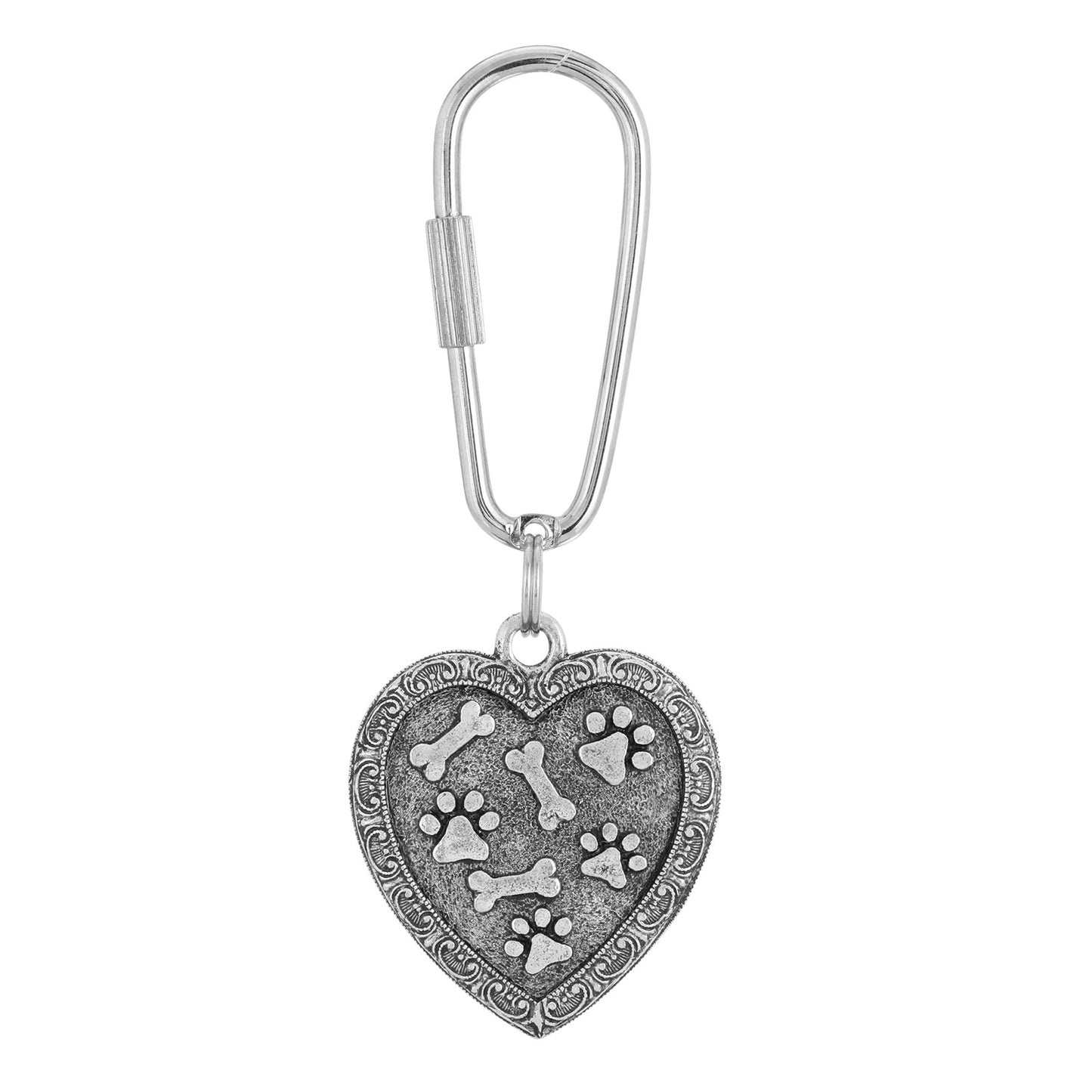 1928 Jewelry® Pewter Bone And Paw Heart Key Fob