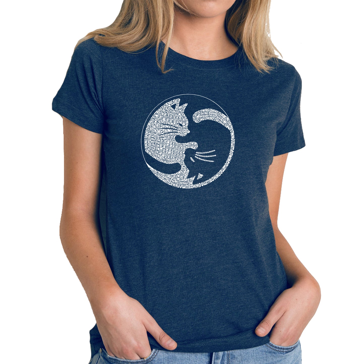 Yin Yang Cat - Women's Premium Blend Word Art T-Shirt