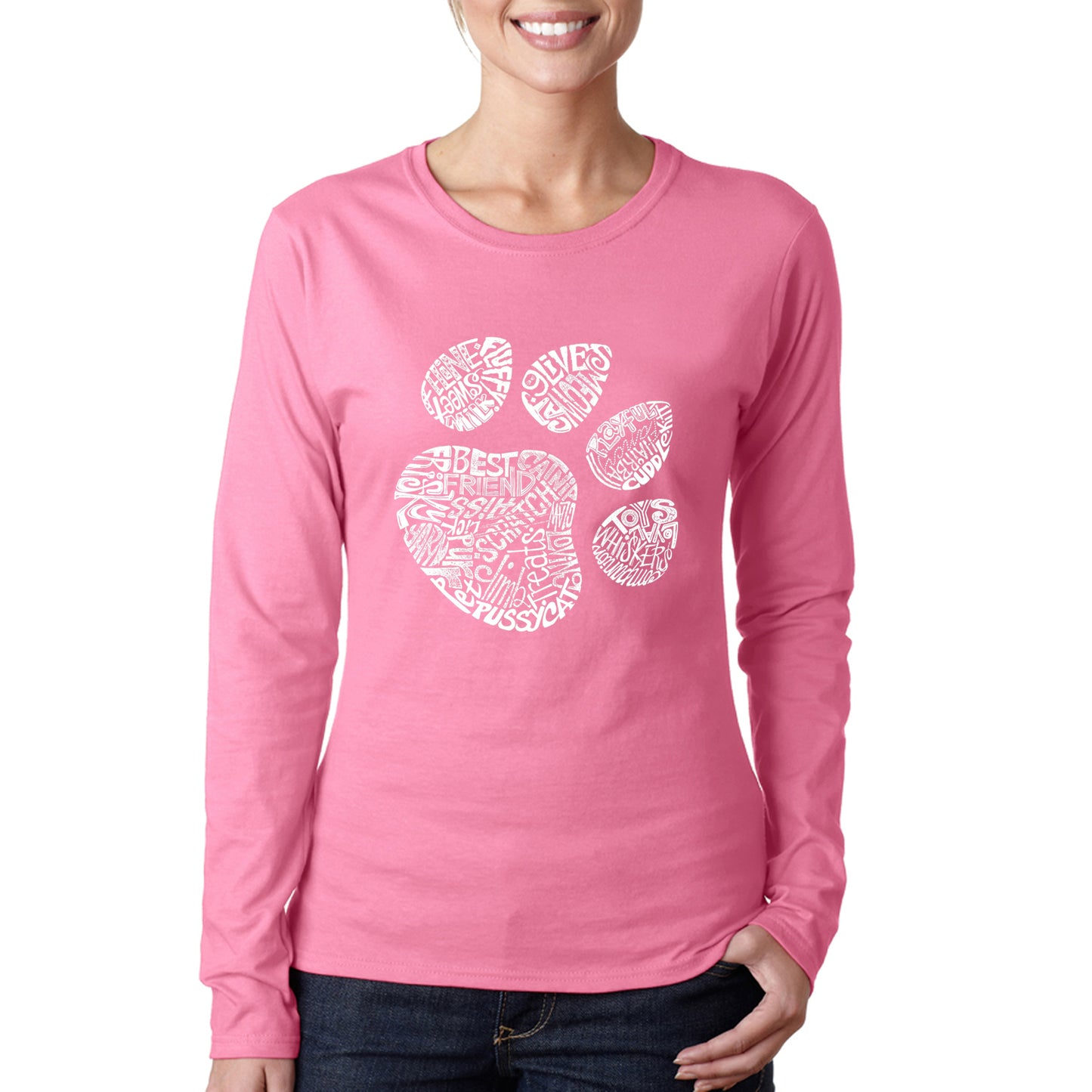 Cat Paw - Women's Word Art Long Sleeve T-Shirt