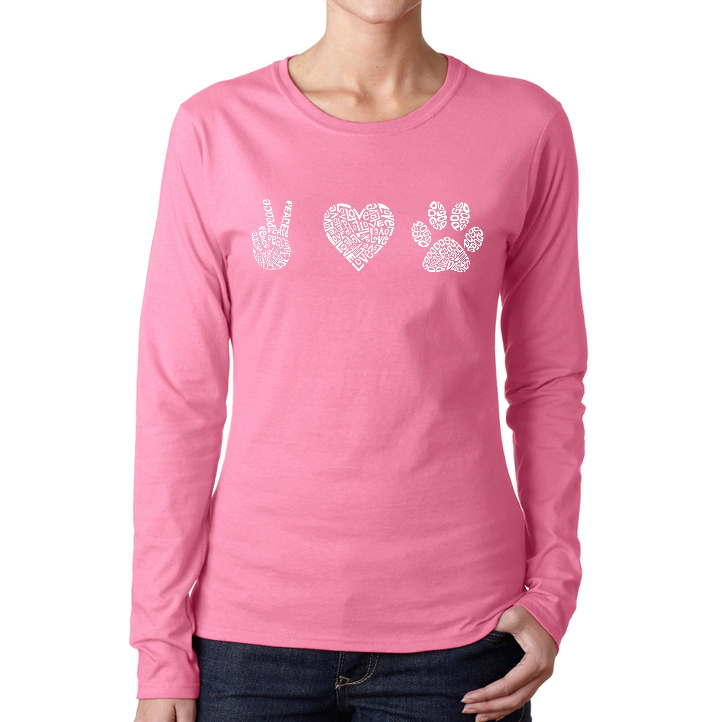 Peace Love Dogs - Women's Word Art Long Sleeve T-Shirt