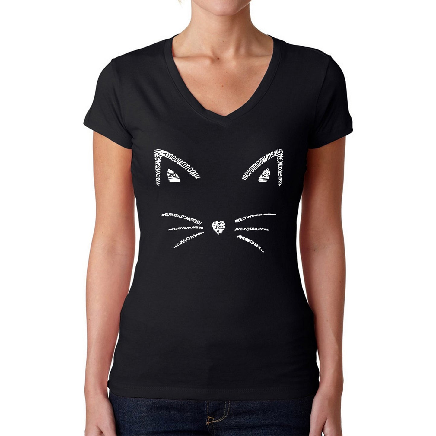 Whiskers - Women's Word Art V-Neck T-Shirt