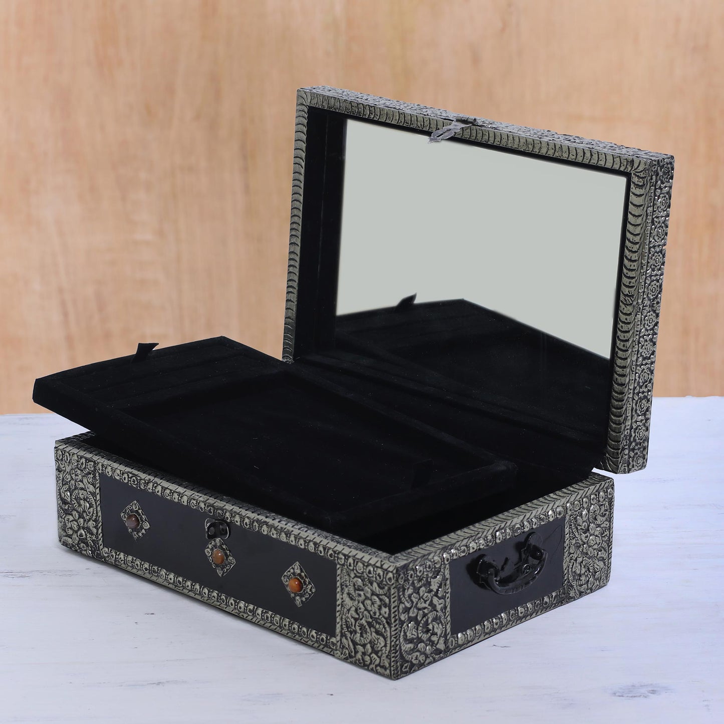 Charisma Repousse Brass Jewelry Box