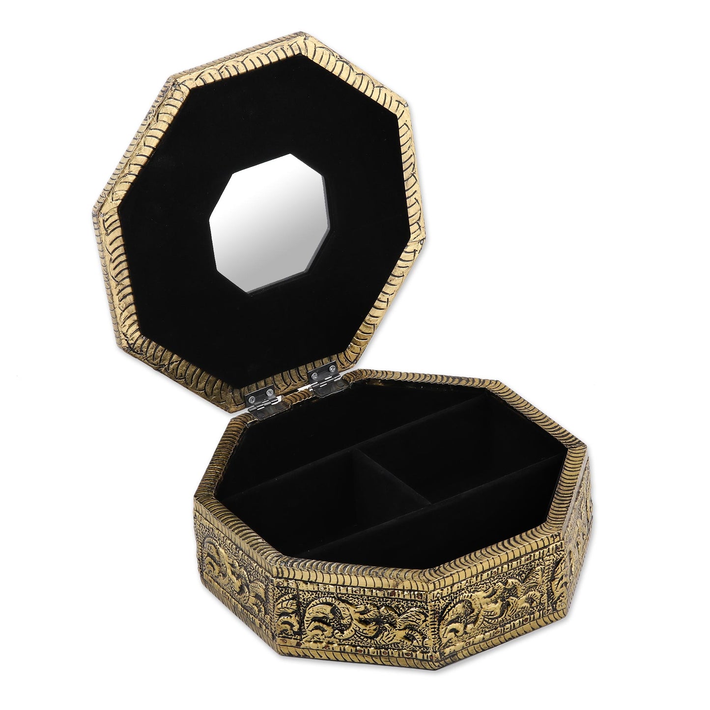 Golden Treasures Repousse Brass Jewelry Box