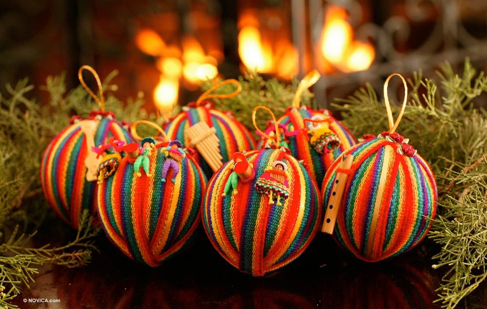 Peace Wish Christmas Hanging Set of 6 Ornaments