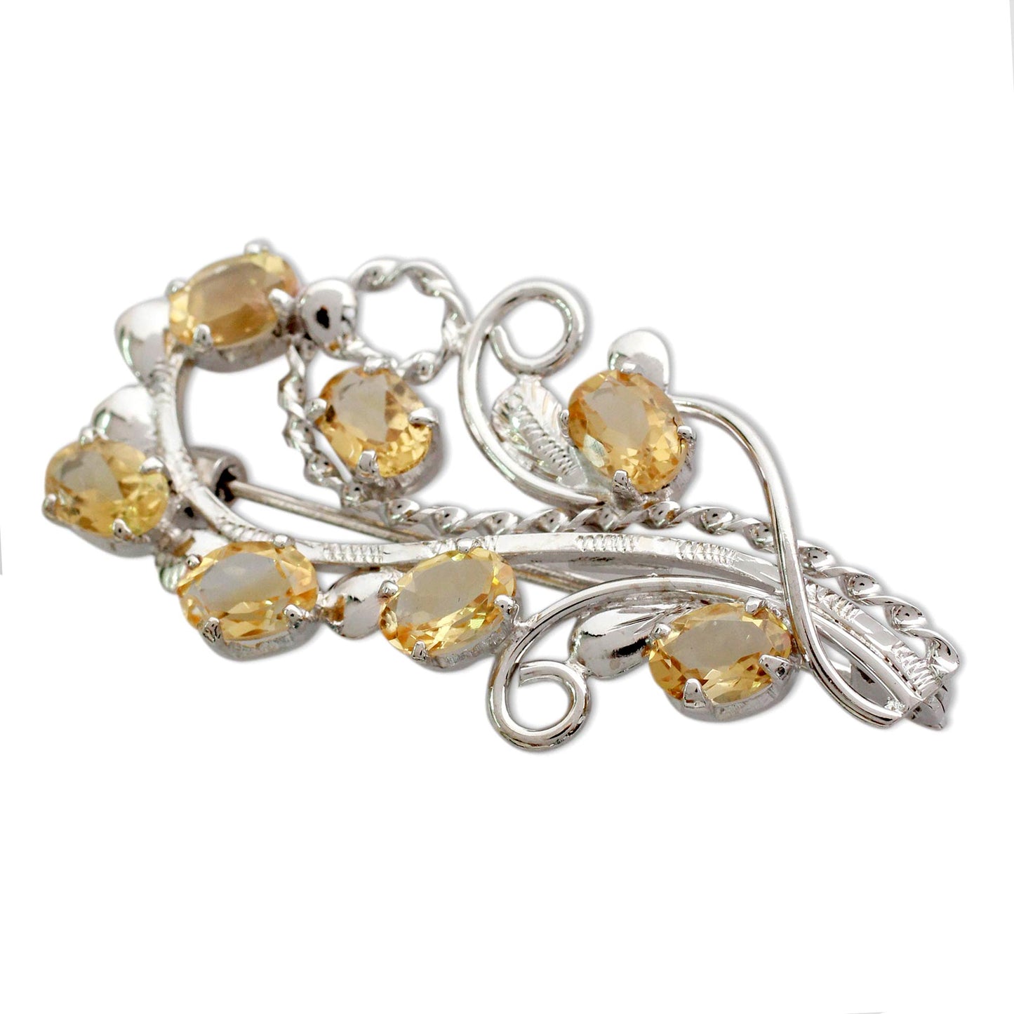 Sunshine Bouquet Citrine Silver Brooch