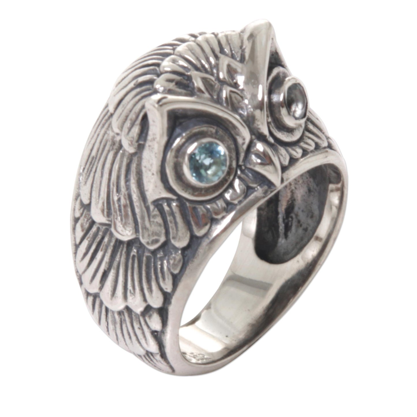 NOVICA Blue Topaz .925 Sterling Silver Ring 'Night Watcher in Blue'