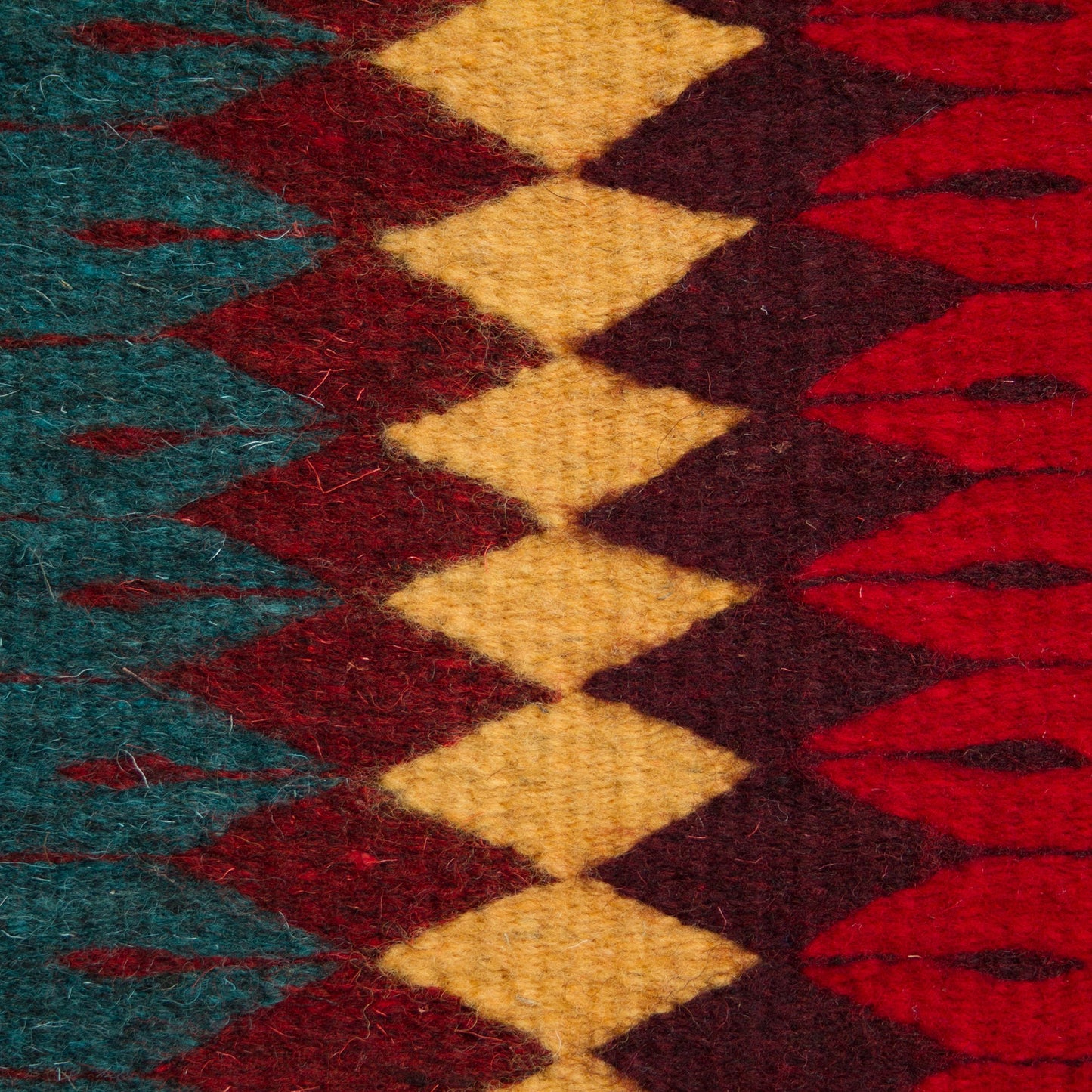 Double Diamond Red Geometric Wool Rug from Mexico (2.5x5)