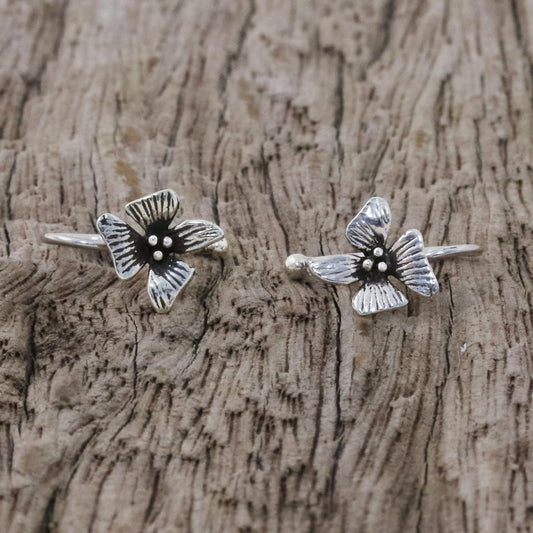 Petite Orchids Sterling Silver Orchid Flower Ear Cuffs from Thailand