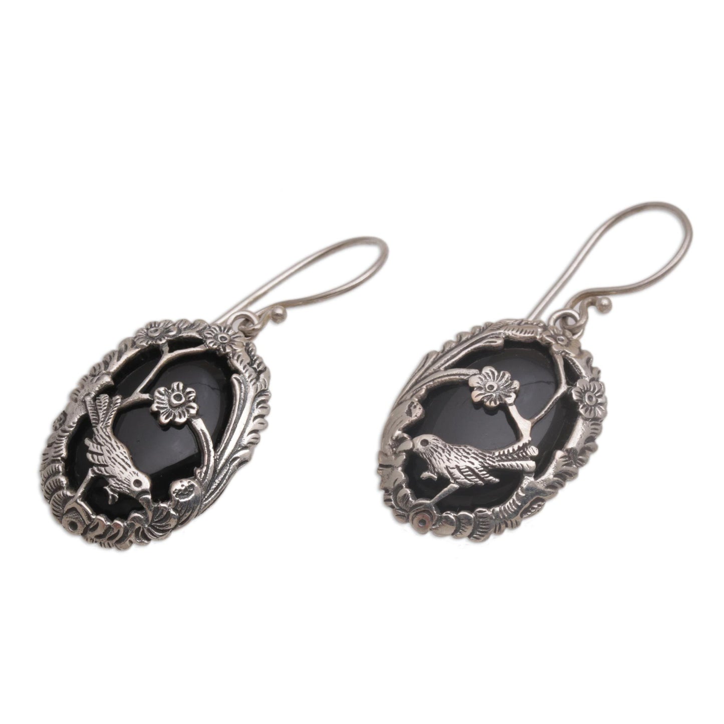 Curious Bird and Flower Earrings