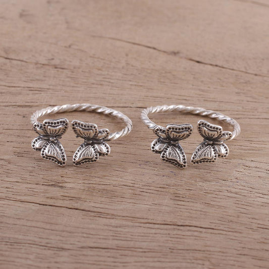 Butterfly Meeting Sterling Silver Toe Rings