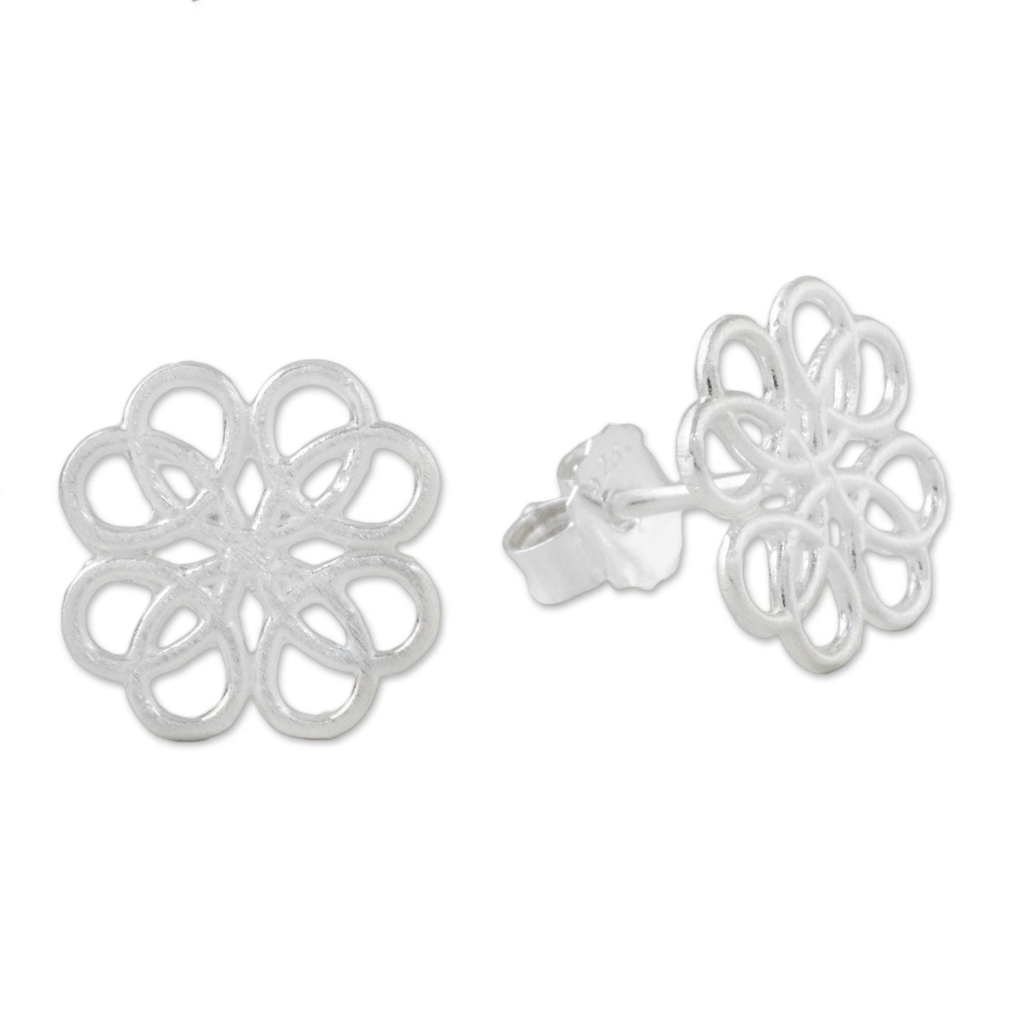 Inescapable Beauty Symmetrical Overlapping Loop Sterling Silver Stud Earrings