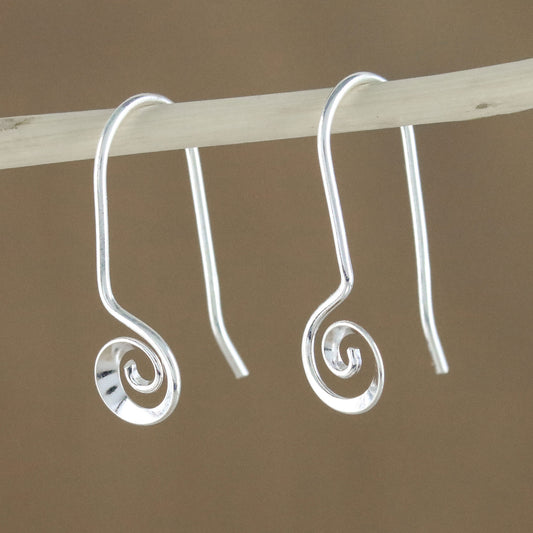 Tiny Spirals Spiraling Sterling Silver Drop Earrings from Thailand