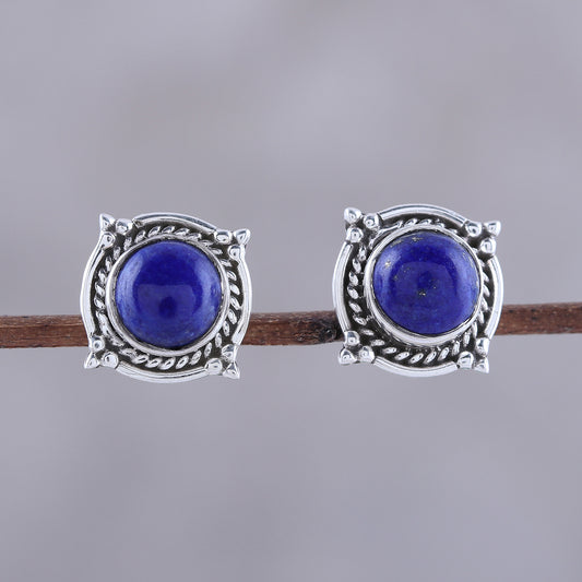 Morning Crowns Lapis Lazuli Stud Earrings from India