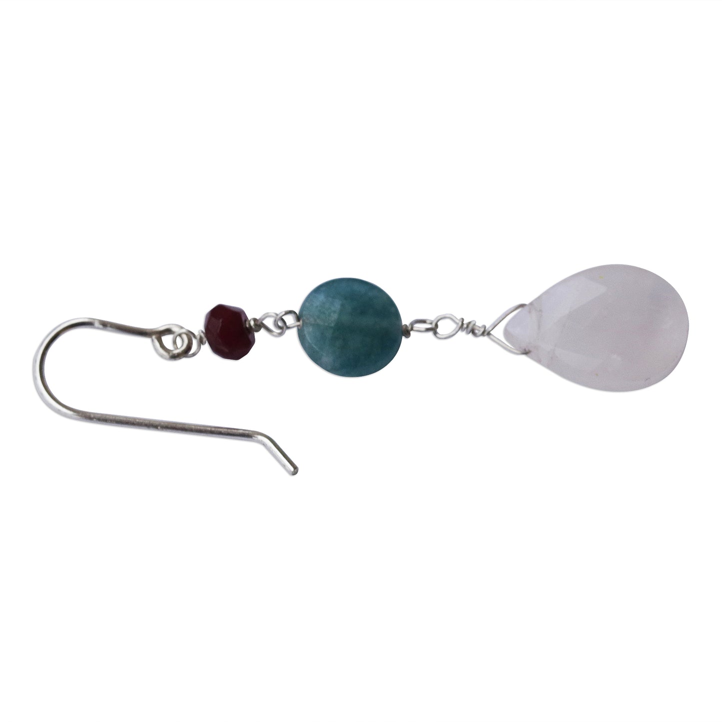 Springtime Colors Brazilian Rose Quartz-Jade- Apatite Dangle Earrings