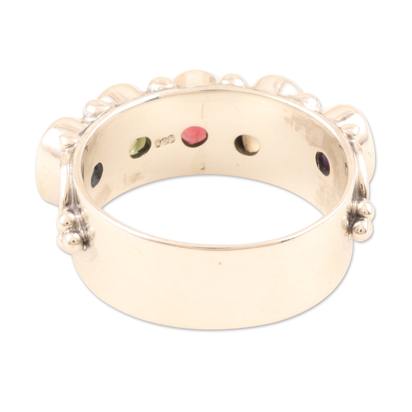 Rainbow Beauty Faceted Multi Gemstone Sterling Silver Cocktail Ring