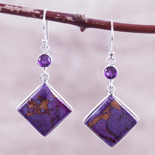 Purple Throne Sterling Silver and Amethyst Dangle Earrings