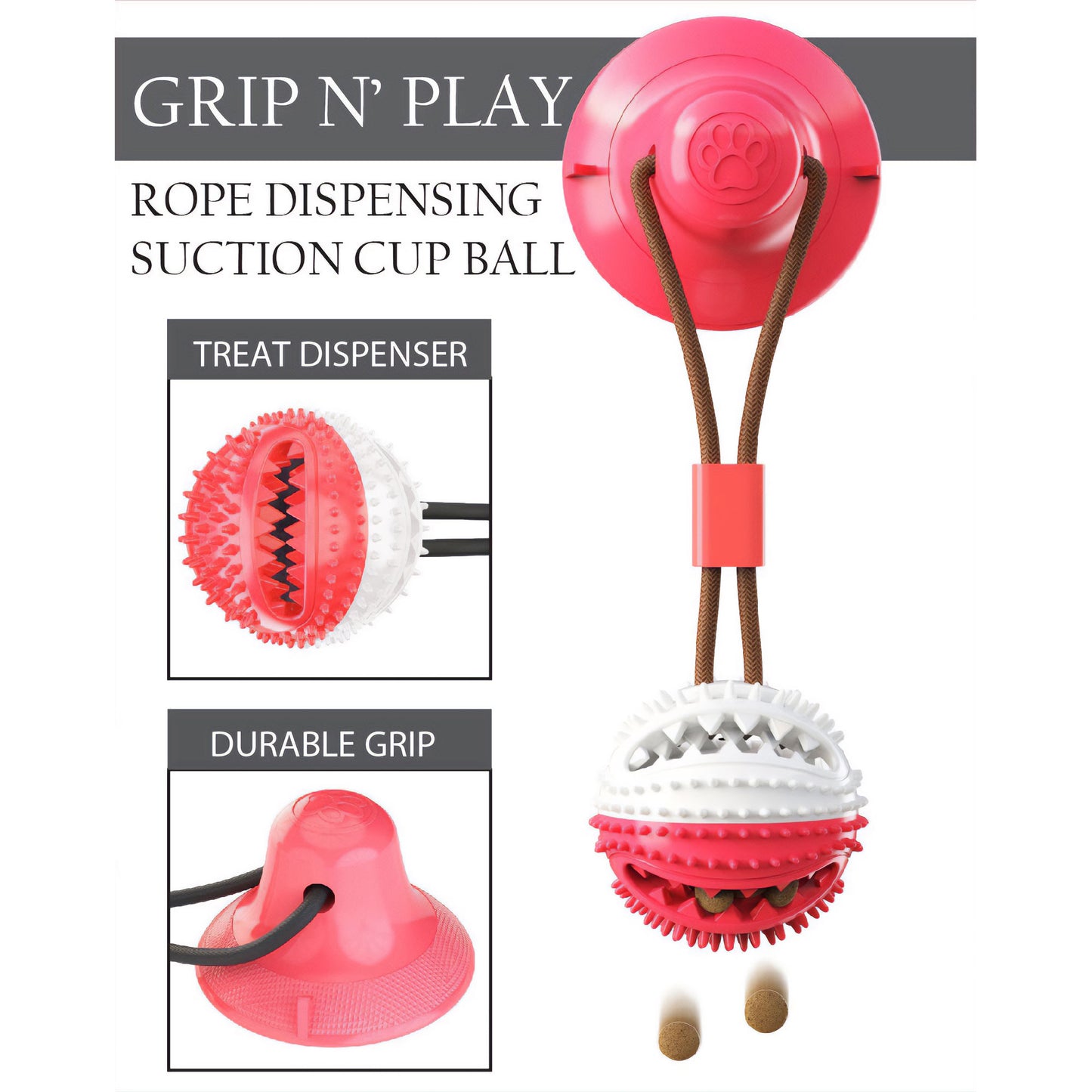 Pet Life® Grip N' Play Treat Dispenser Toy