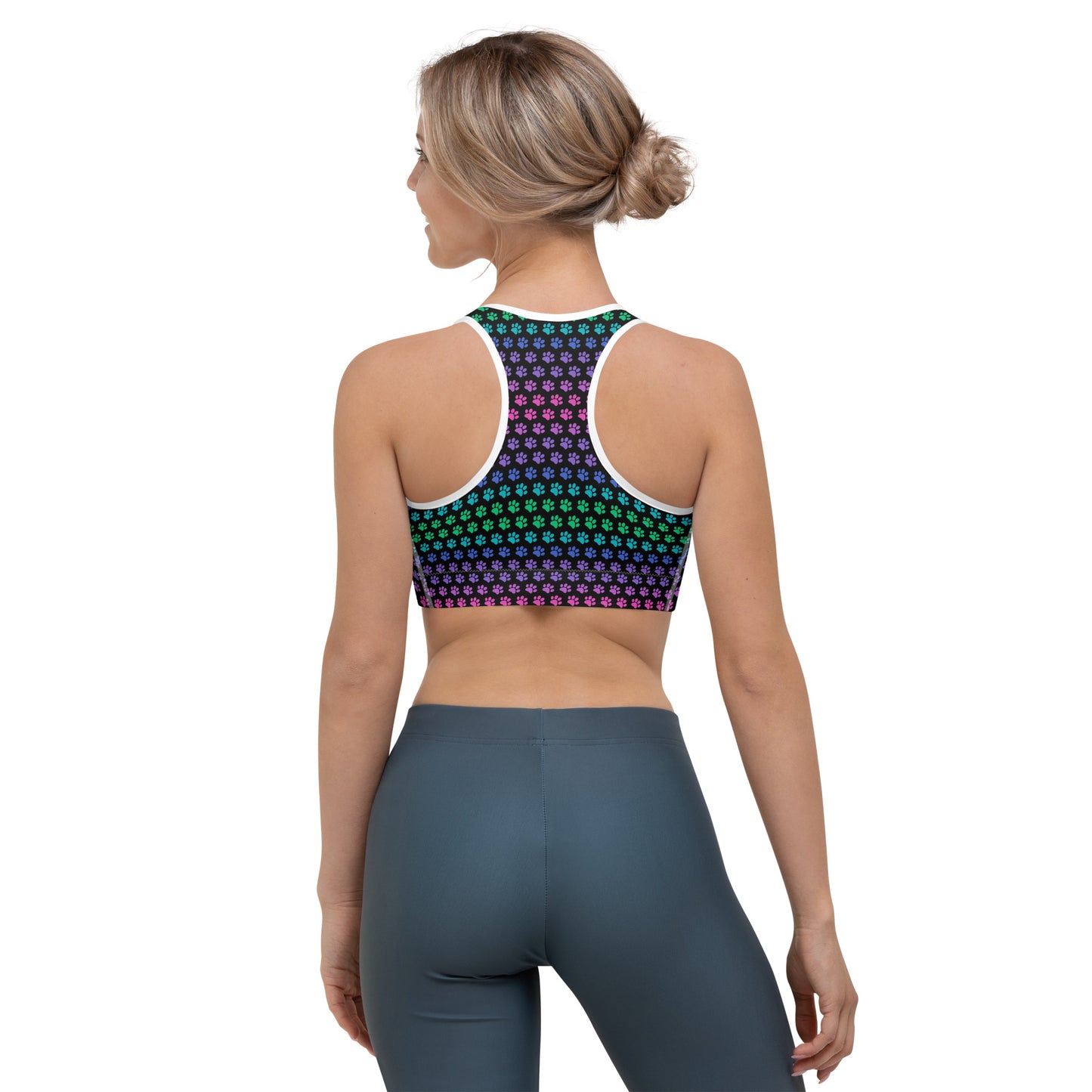 Rainbow Paw All Over Print Sports Bra