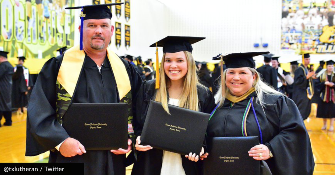 Mom And Dad Graduate University Alongside Their Daughter