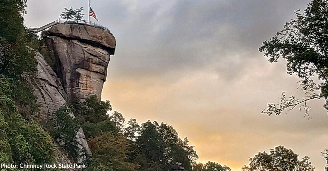 State Park Team Raises Flag at Chimney Rock as Sign of Hope for Western NC