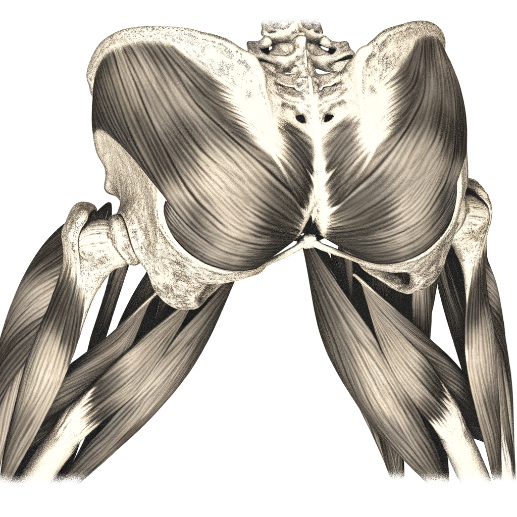 Illustration of glute muscles anatomy