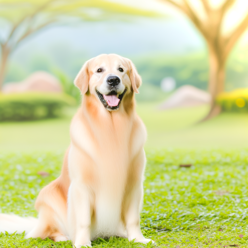 Golden Retriever sitting outdoors