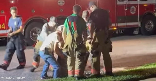 Mother and Son See a Baby Deer Stuck in a Storm Drain, So They Call Firefighters