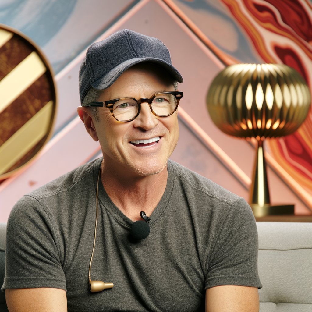 Smiling man in glasses and cap seated indoors.