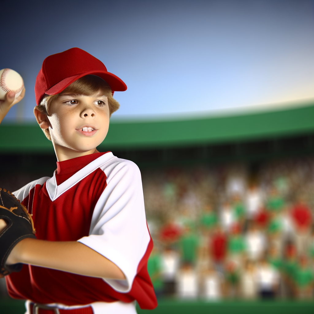 Young baseball player preparing to pitch on the field.