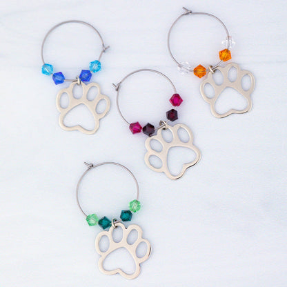 Paw Prints Wine Charms - Set of 4