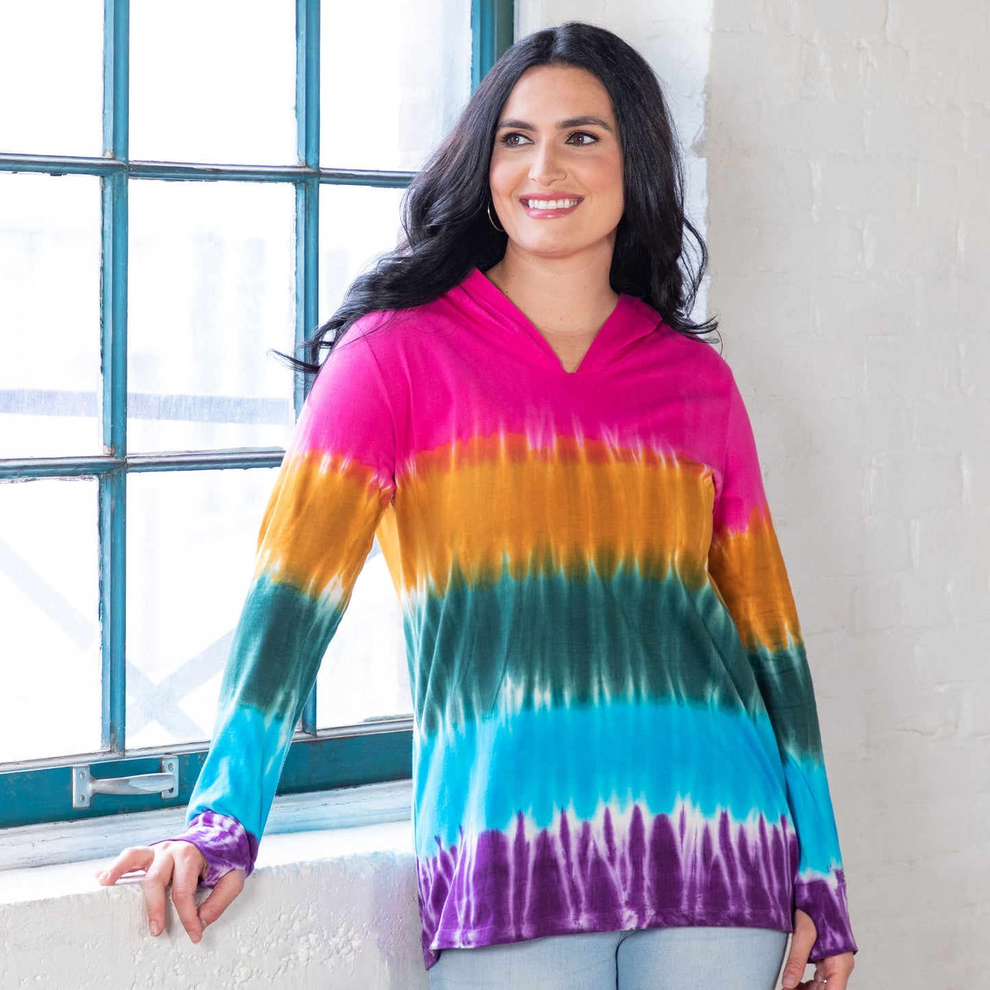 Rainbow Tie-Dye Hooded Tunic